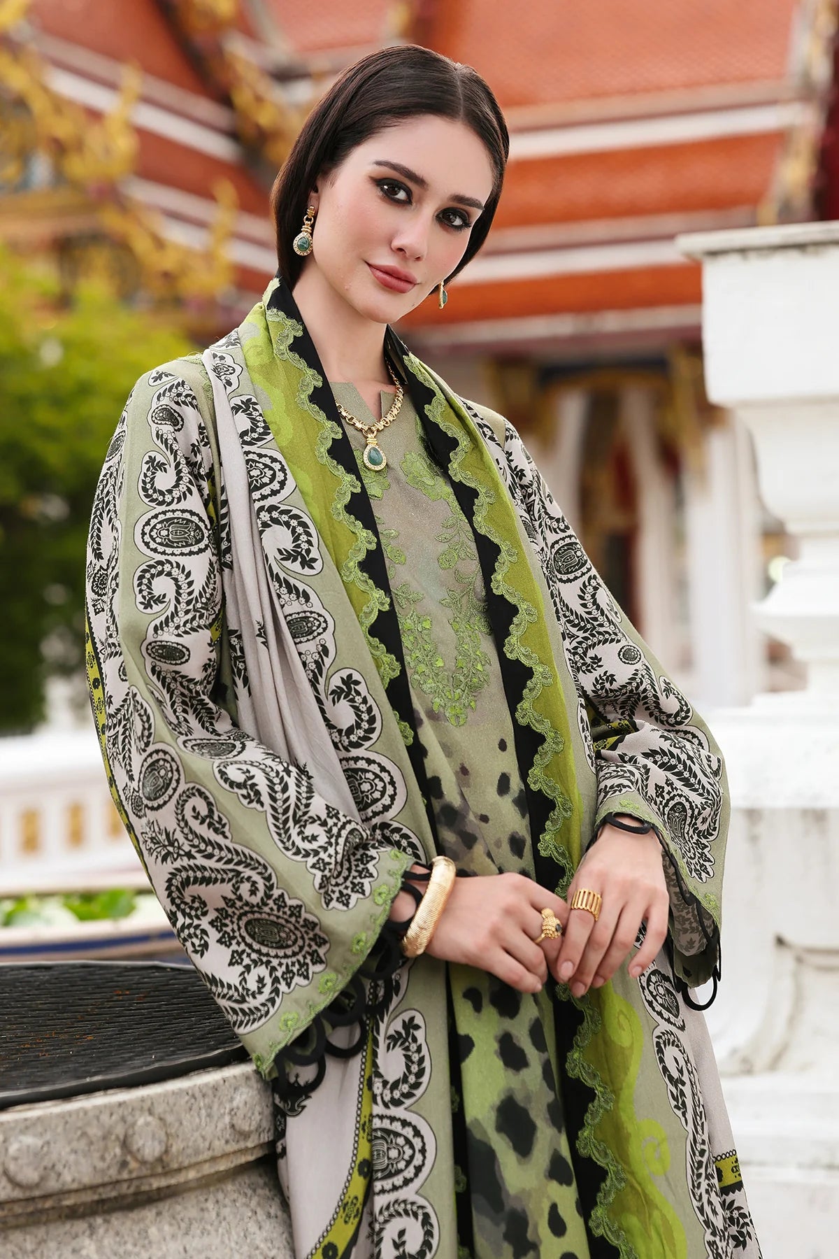 3-PC Unstitched Embroidered Linen Collection CCW6-10
