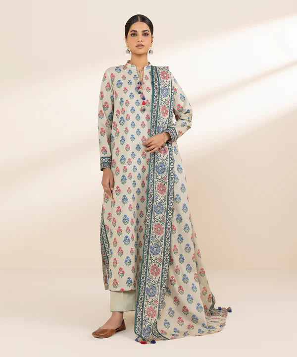 Unstitched 3 Piece - Printed Lawn Suit | 00U2DBW25V42