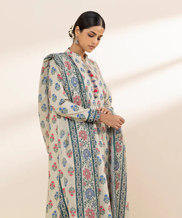 Unstitched 3 Piece - Printed Lawn Suit | 00U2DBW25V42