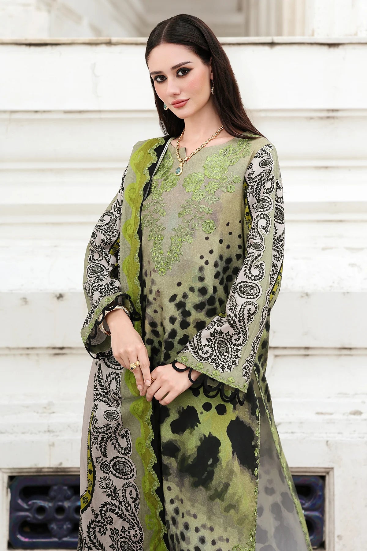 3-PC Unstitched Embroidered Linen Collection CCW6-10