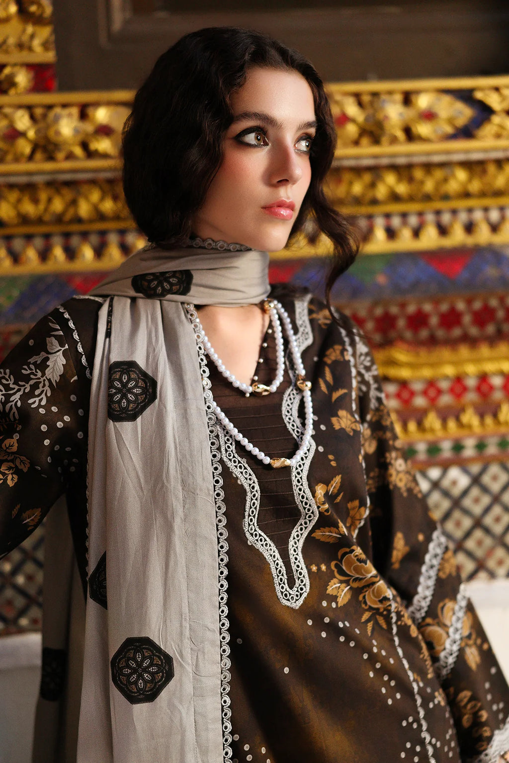 3-PC Unstitched Embroidered Linen Collection CCW6-09