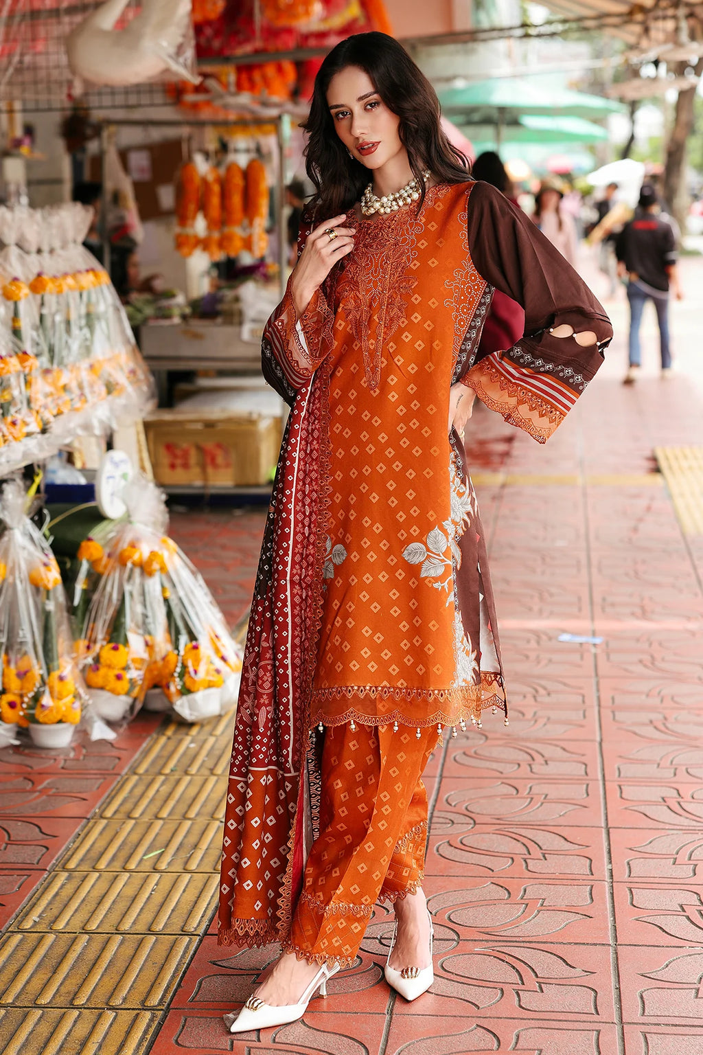 3-PC Unstitched Embroidered Linen Collection CCW6-04