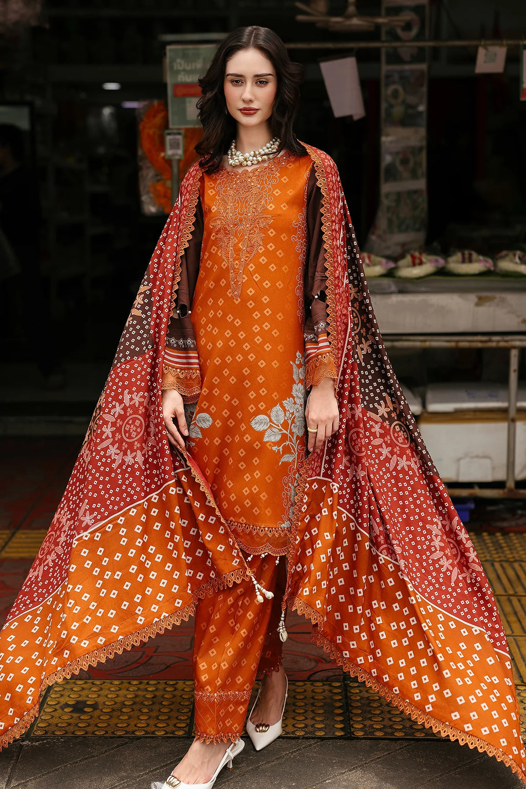 3-PC Unstitched Embroidered Linen Collection CCW6-04