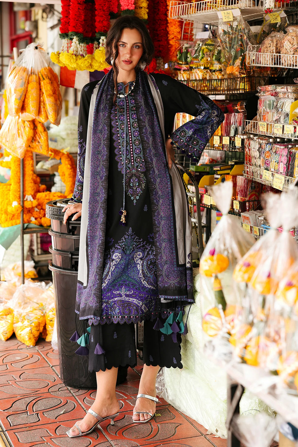 3-PC Unstitched Embroidered Linen Collection CCW6-07