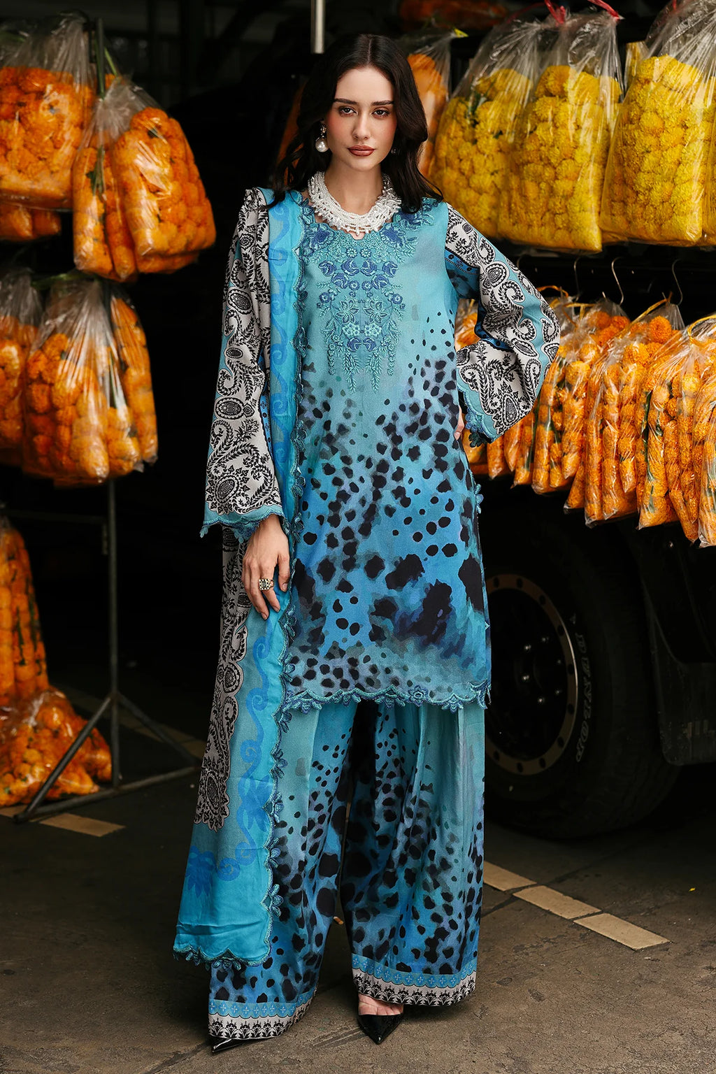 3-PC Unstitched Embroidered Linen Collection CCW6-02