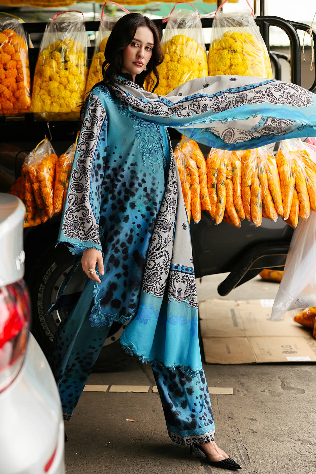 3-PC Unstitched Embroidered Linen Collection CCW6-02