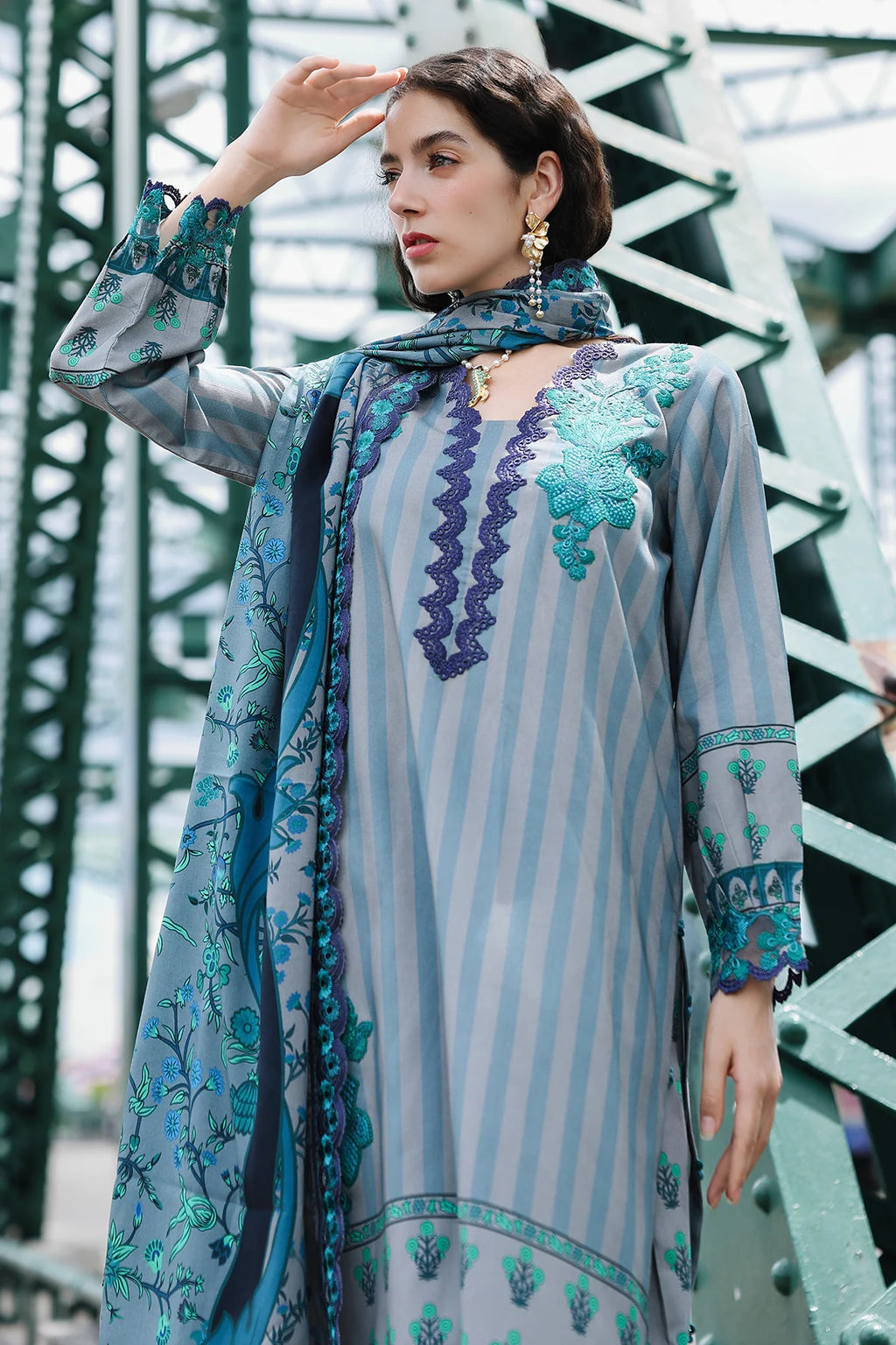 3-PC Unstitched Embroidered Linen Collection CCW6-06