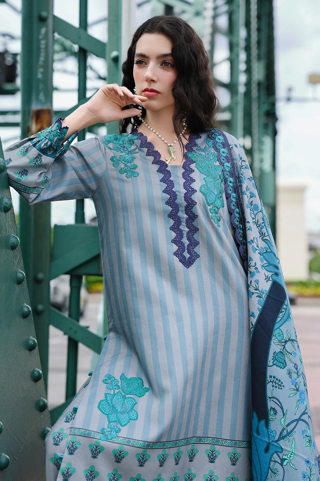 3-PC Unstitched Embroidered Linen Collection CCW6-06