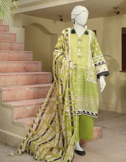 GREEN LAWN UNSTITCHED 3PC | JLAWN-S-24-557