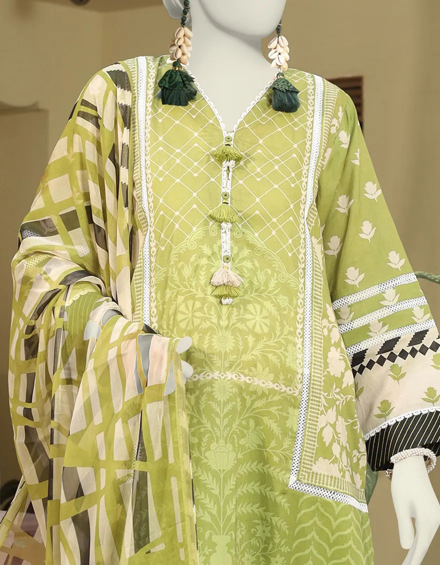 GREEN LAWN UNSTITCHED 3PC | JLAWN-S-24-557
