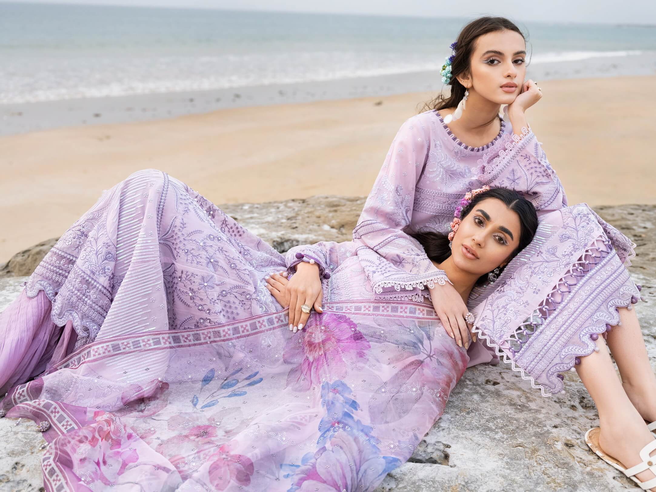 NUREH Tere Sang Unstitched Embroidered Swiss Lawn 3Pc Suit NSL-07