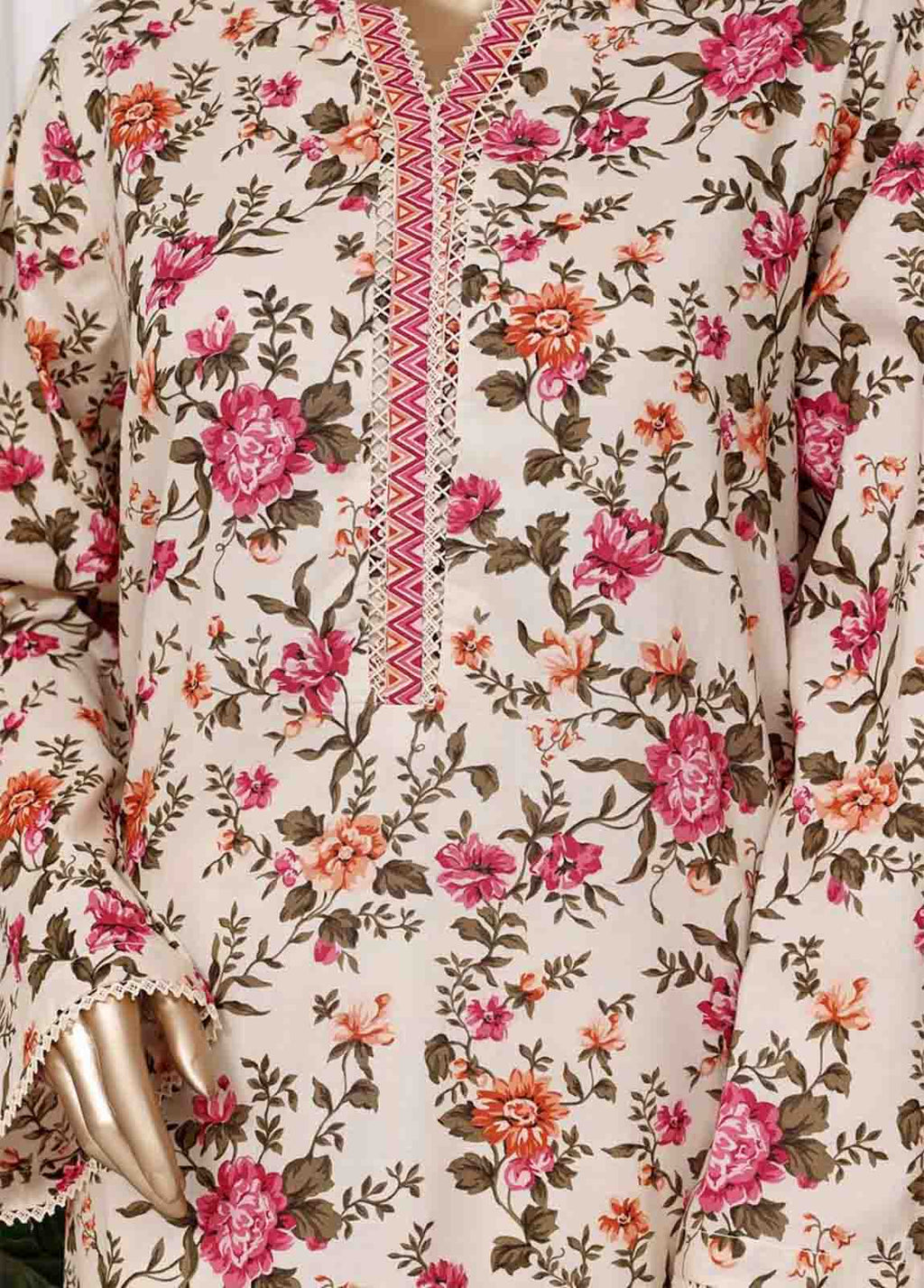 WC-2533- 3 Piece Printed Cotton Stitched Suit