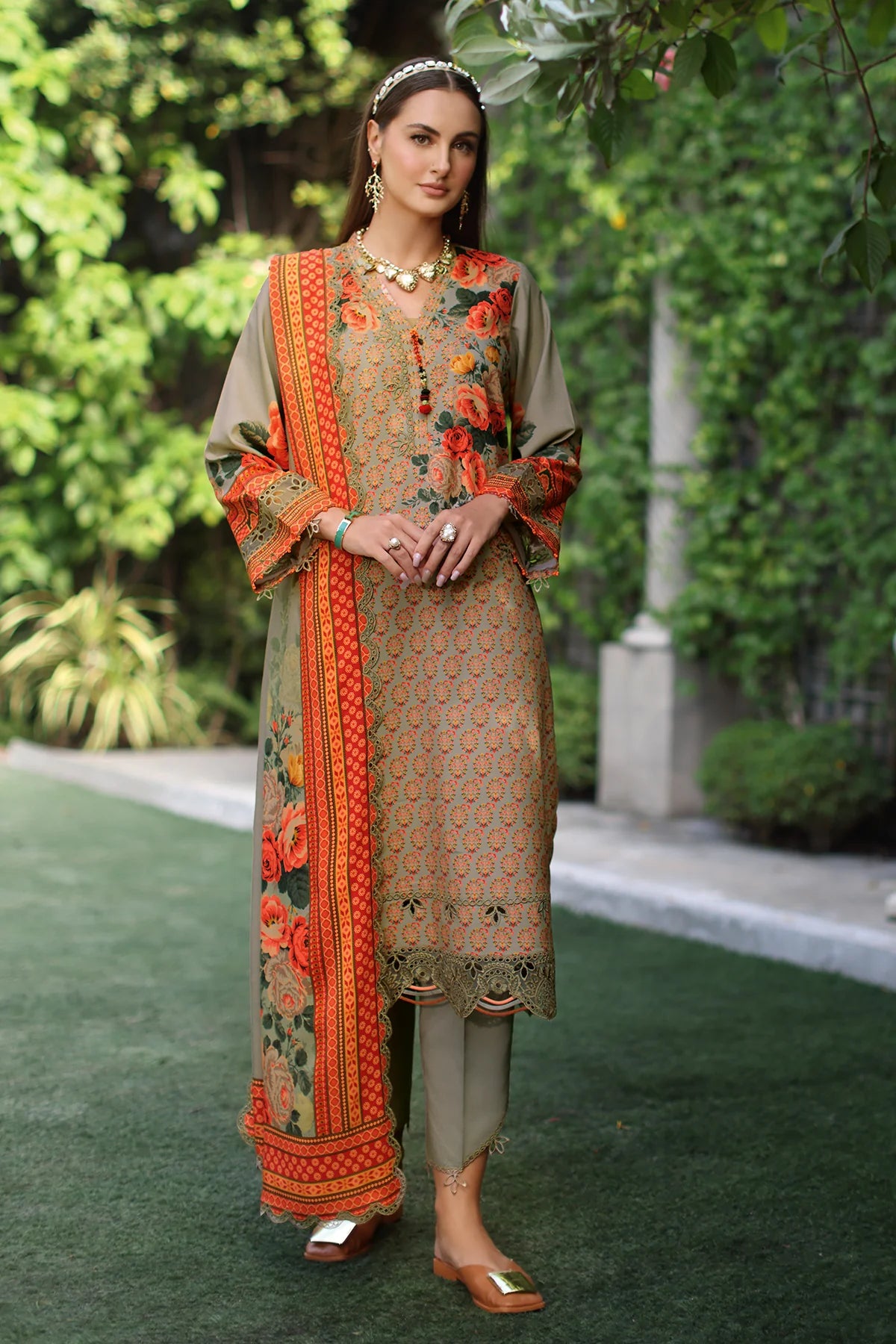 3-Pc Unstitched Embroidered Staple Suit AWE5-15