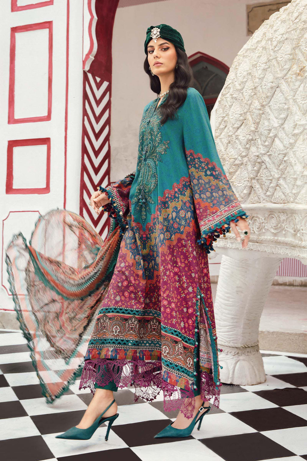 3 Piece Unstitched Embroidered Cambric Suit | MPT-2710-B