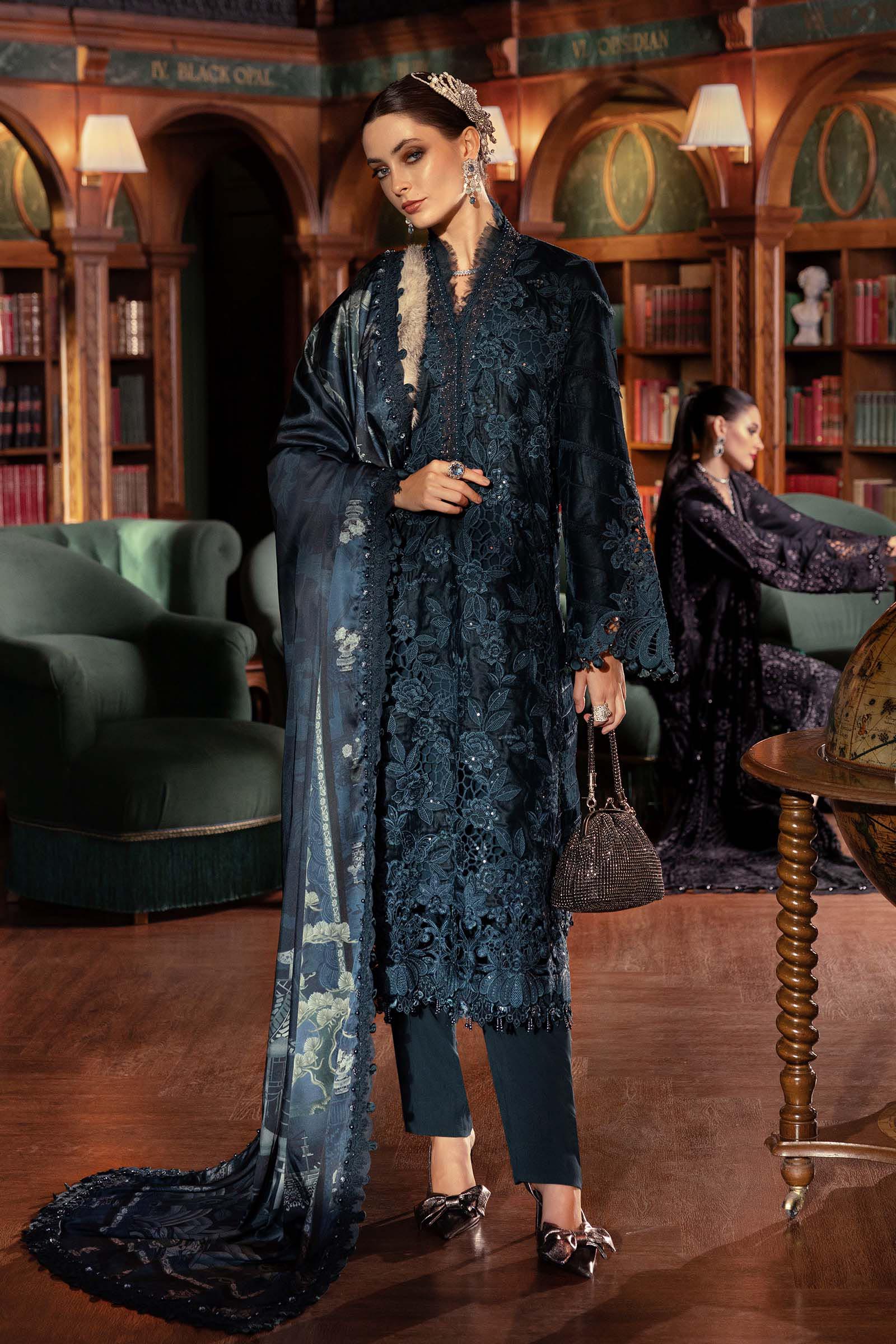 3 Piece Unstitched Embroidered Velvet Suit WL-1310-Teal