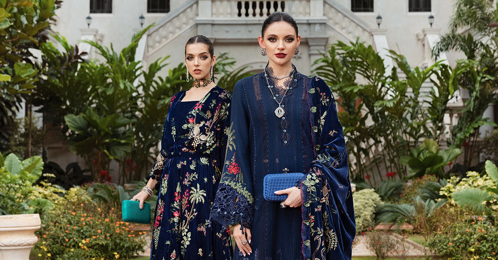 3 Piece Unstitched Embroidered Twill Linen Suit WL-1312-Navy Blue