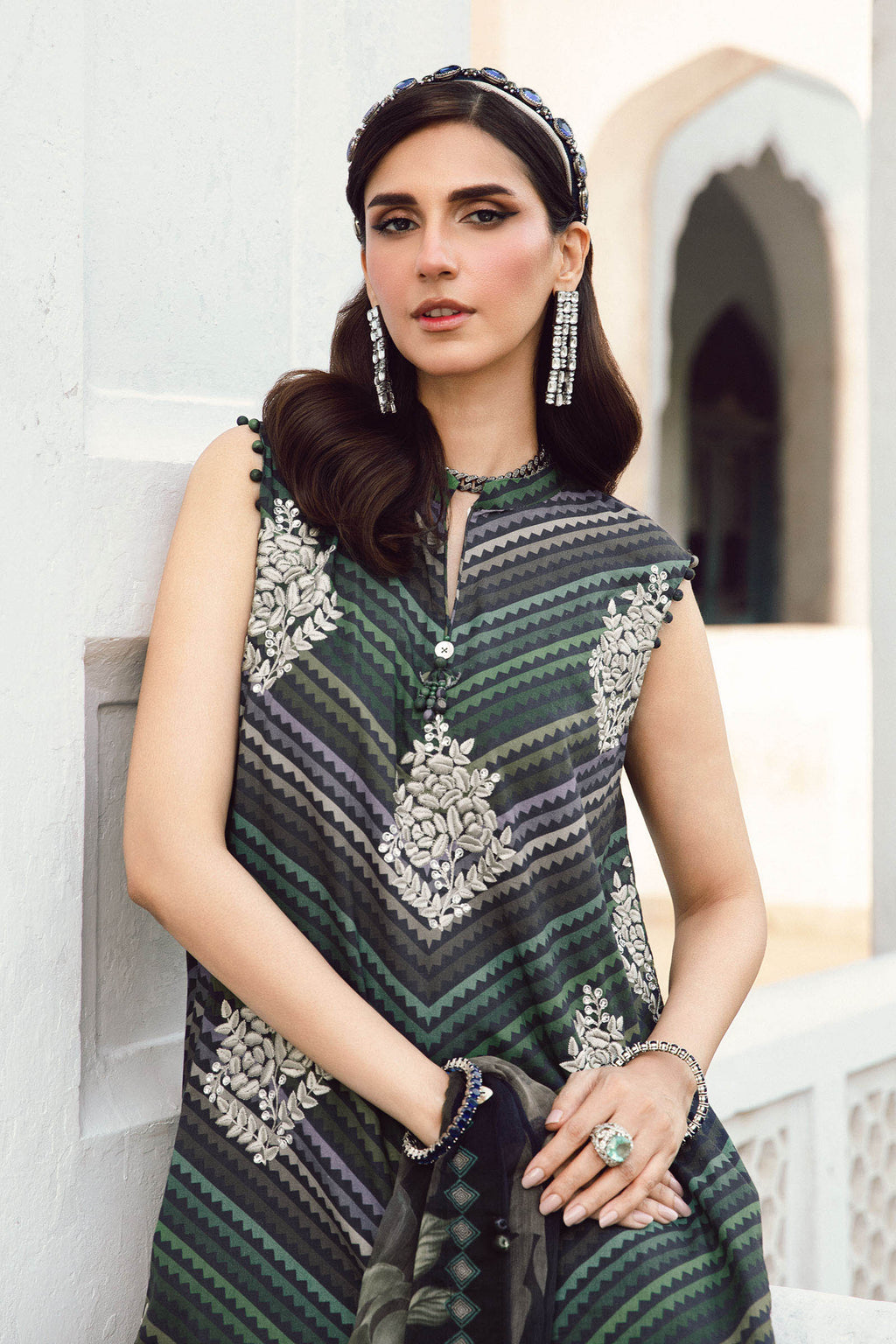 3 Piece Unstitched Embroidered Cambric Suit | MPT-2705-A