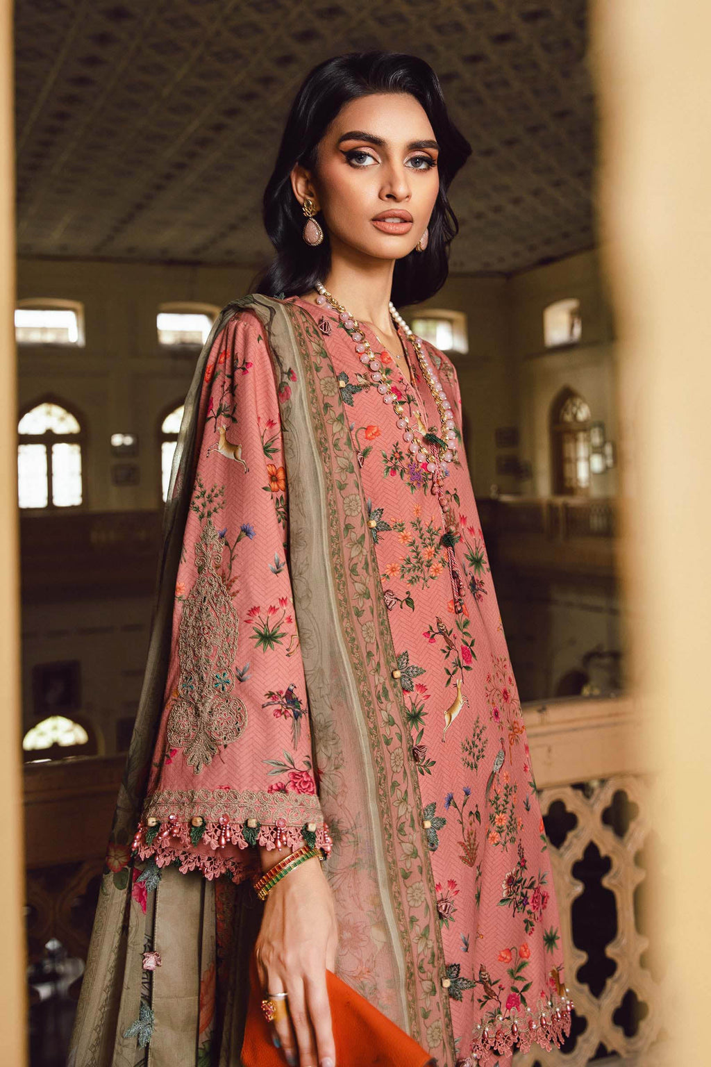 3 Piece Unstitched Embroidered Linen Suit | MPT-2707-A