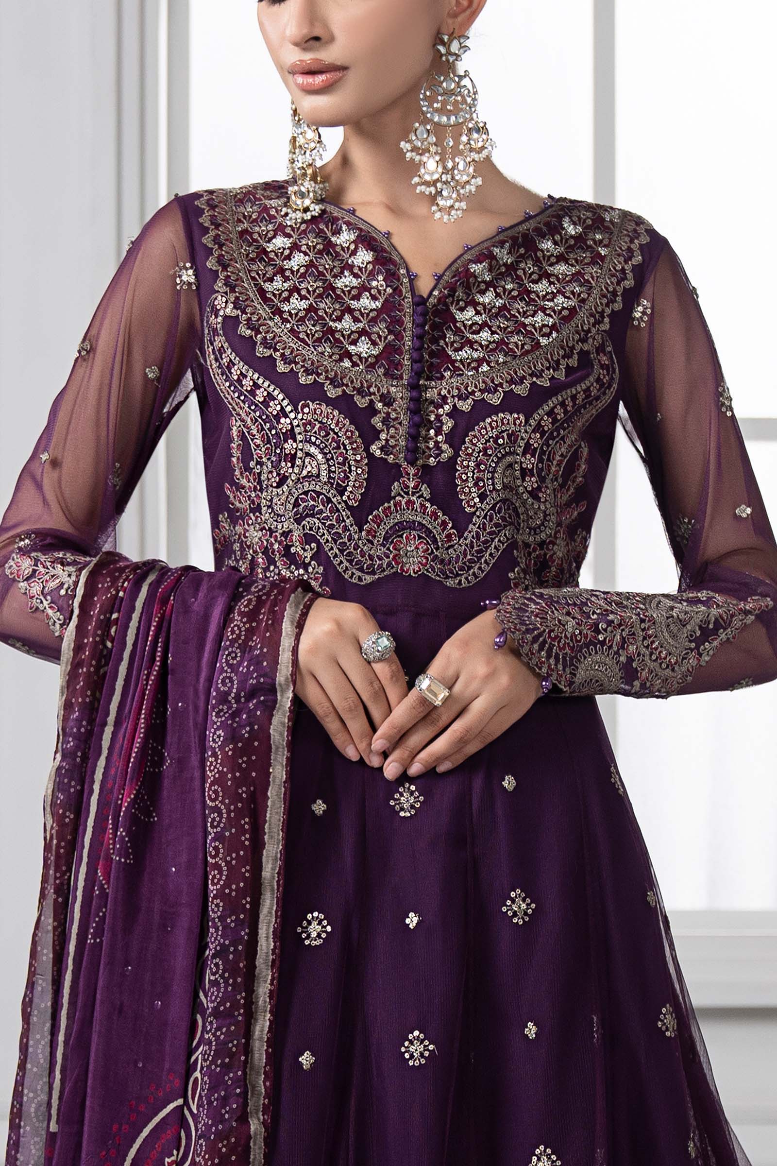 3 Piece Embroidered Net Suit | DS-2507-B DS-2507-B-Small