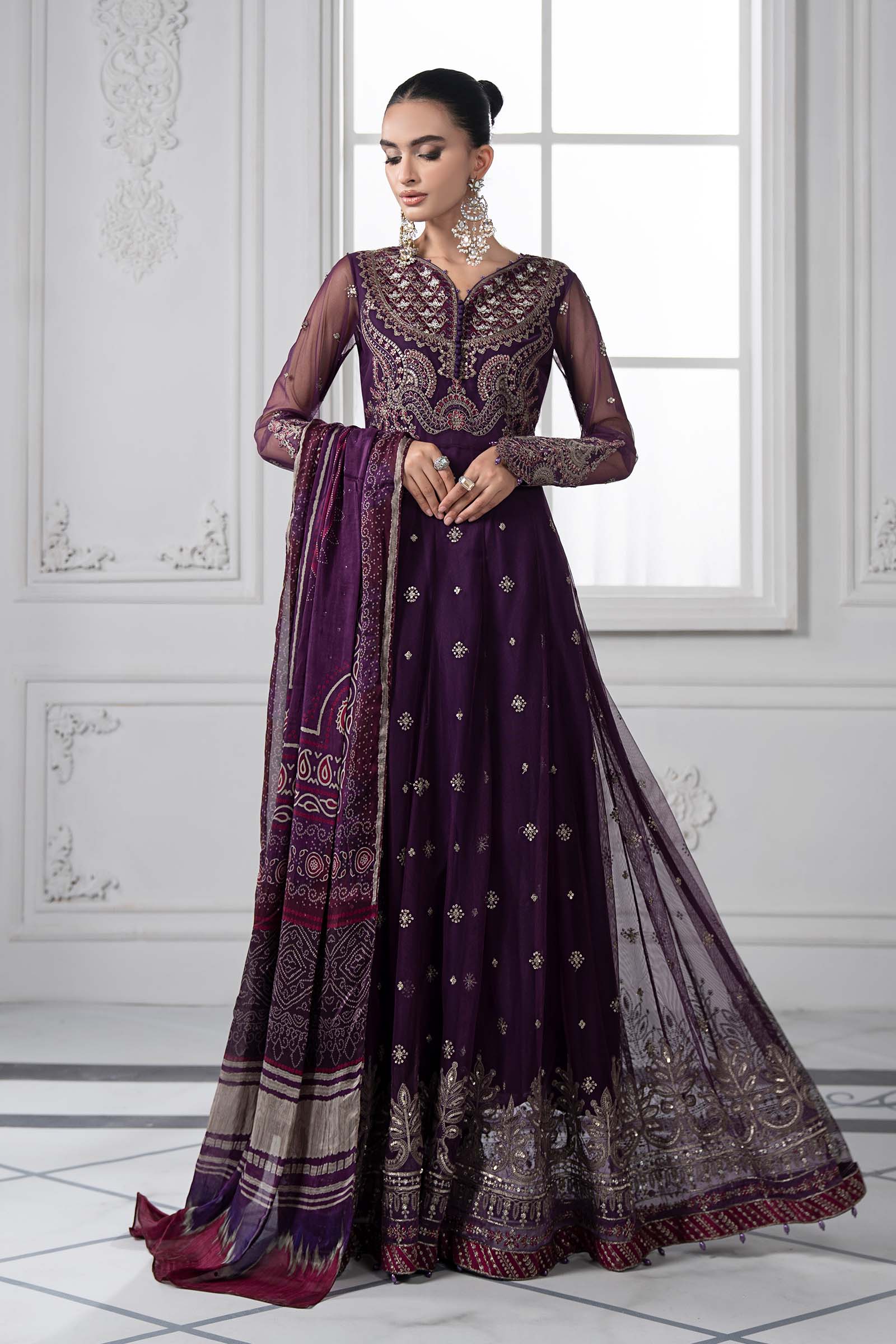3 Piece Embroidered Net Suit | DS-2507-B DS-2507-B-Small