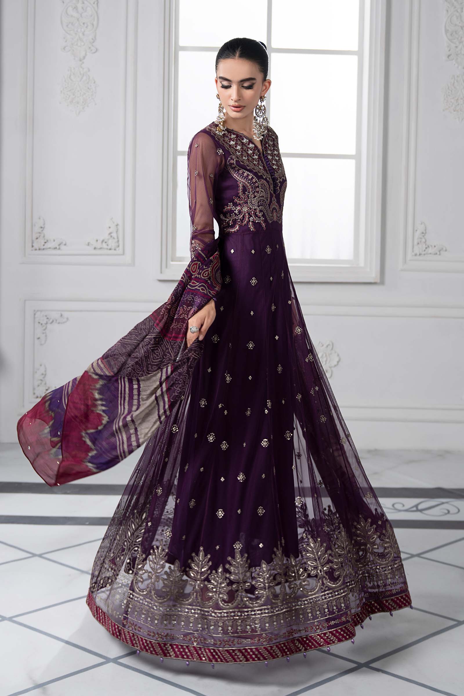 3 Piece Embroidered Net Suit | DS-2507-B DS-2507-B-Small