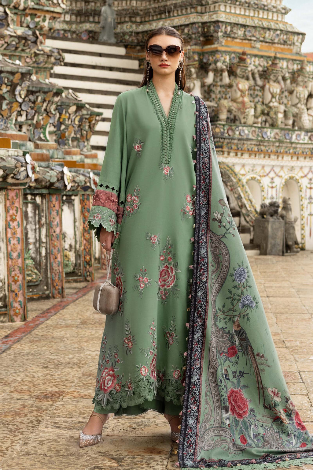 3 Piece Unstitched Embroidered Twill Linen Suit MPT-2808-A In Stock