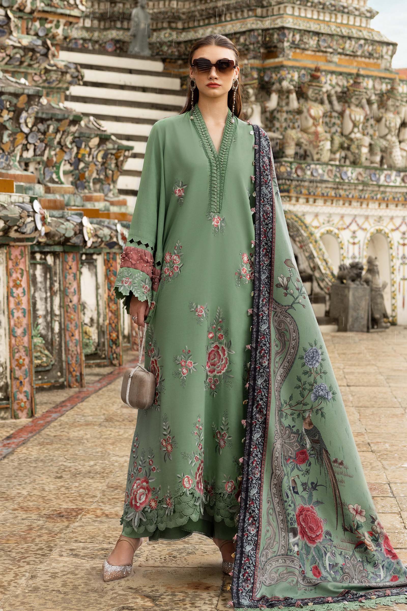 3 Piece Unstitched Embroidered Twill Linen Suit MPT-2808-A In Stock