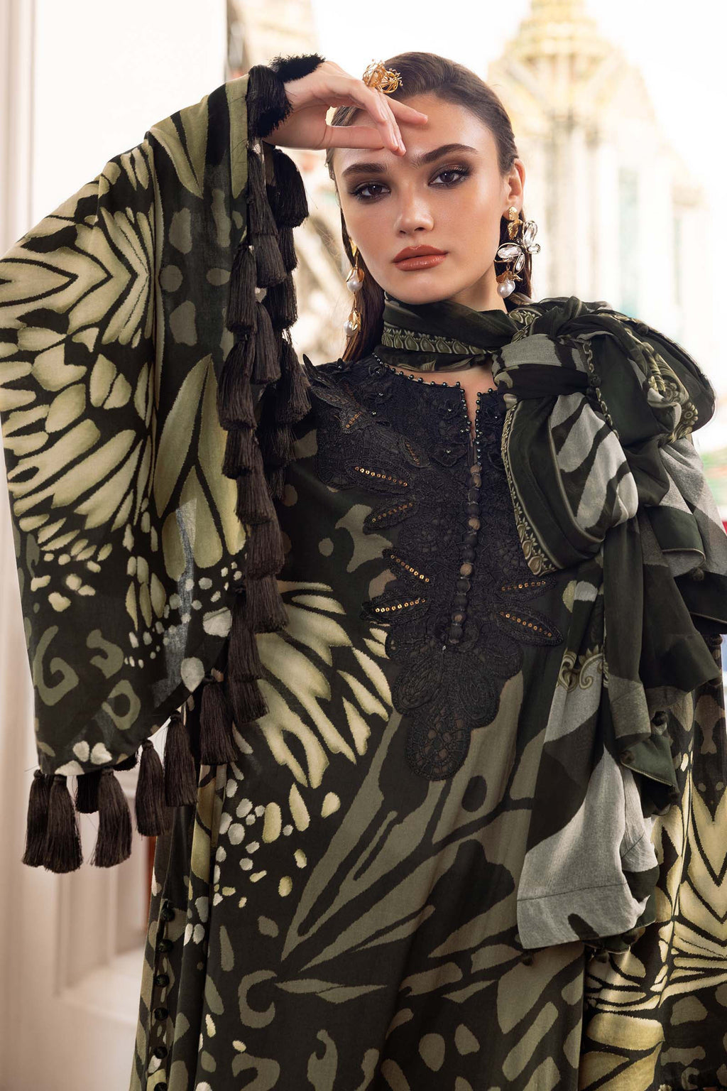 3 Piece Unstitched Embroidered Linen Suit MPT-2809-A In Stock