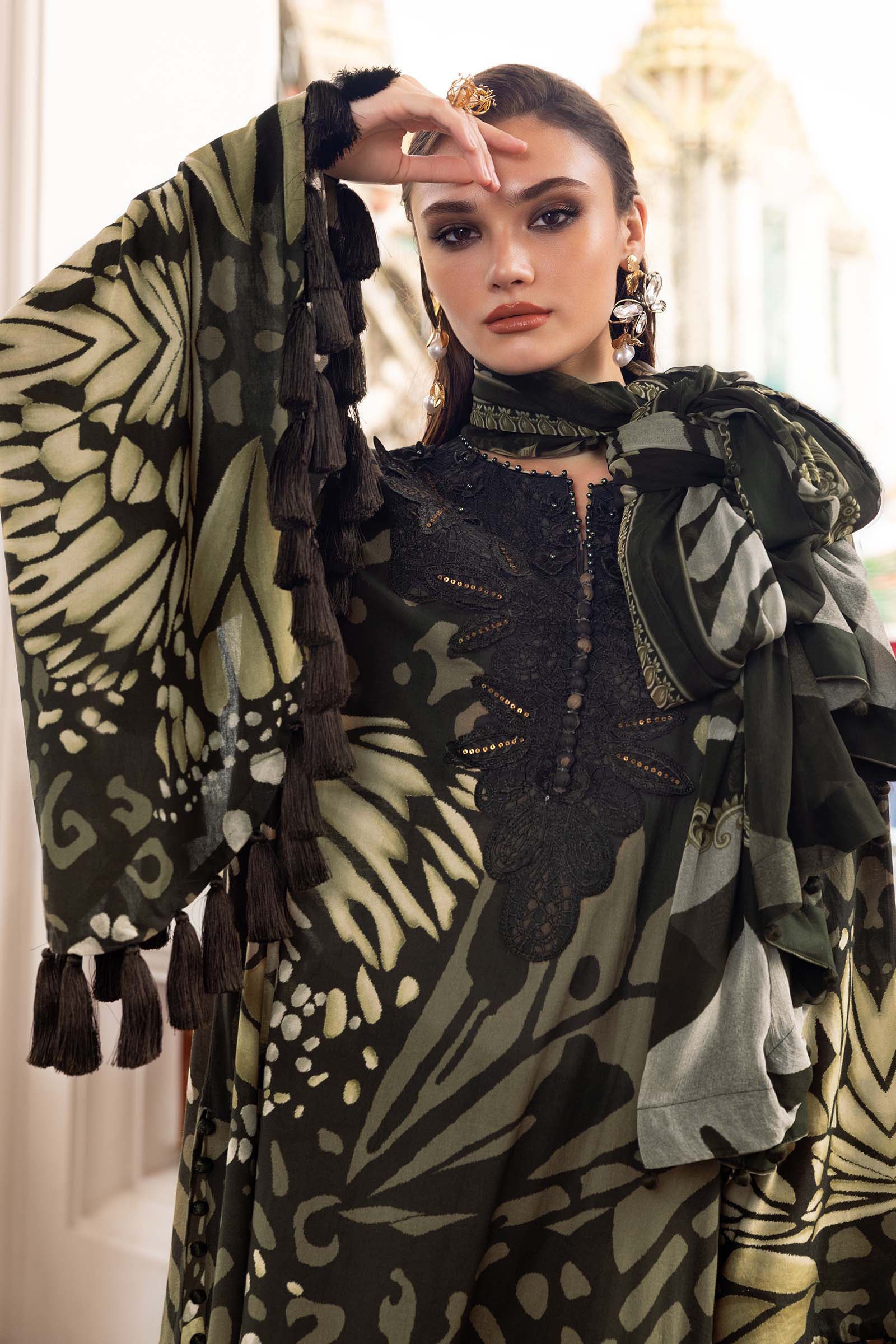 3 Piece Unstitched Embroidered Linen Suit MPT-2809-A In Stock