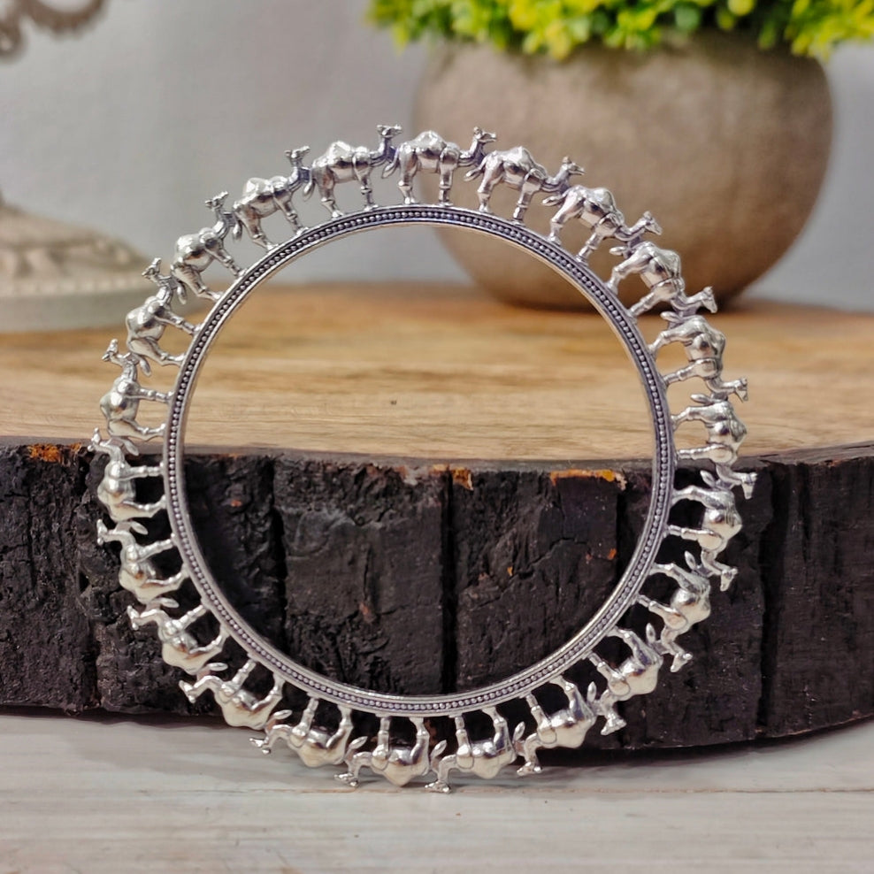 Desert Caravan Oxidized Silver Camel Bangles (Set of 2)