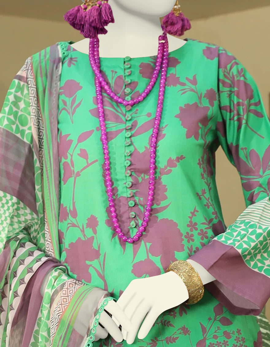 GREEN LAWN UNSTITCHED 3PC | JLAWN-BD-04-562
