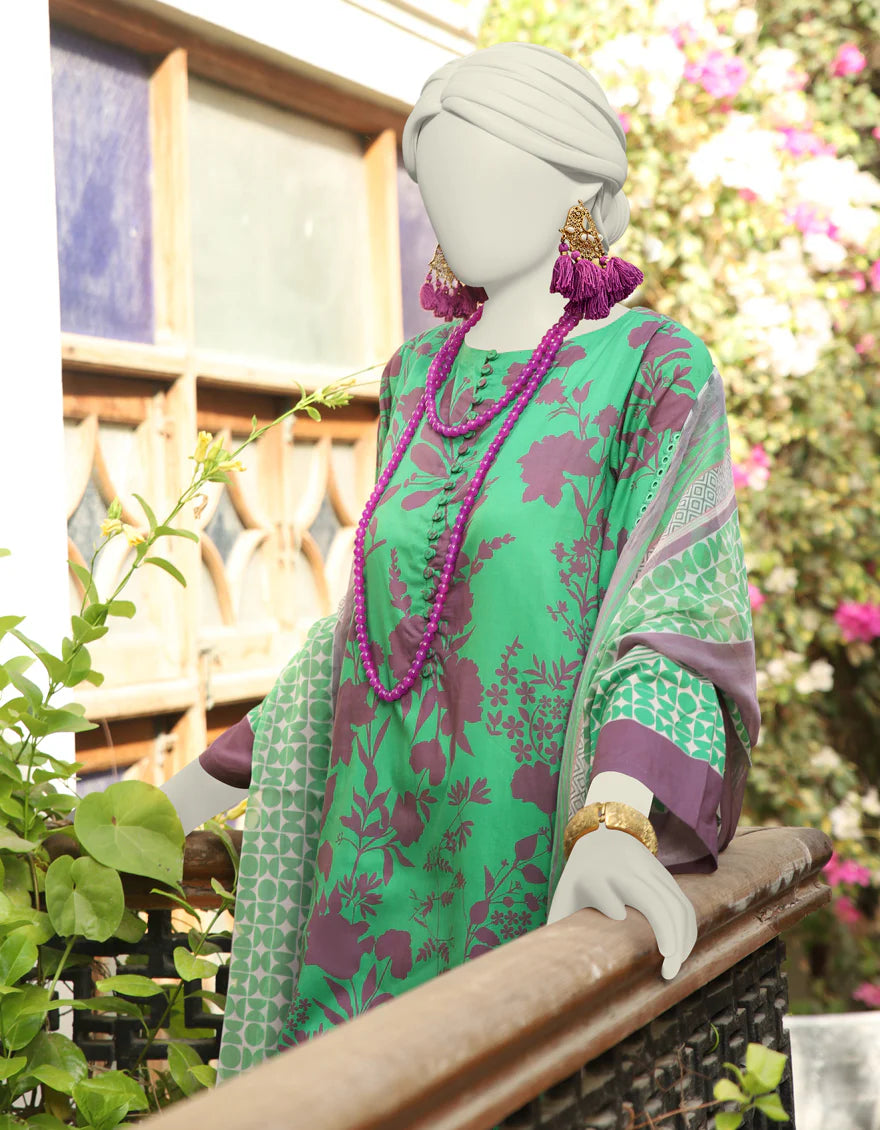 GREEN LAWN UNSTITCHED 3PC | JLAWN-BD-04-562