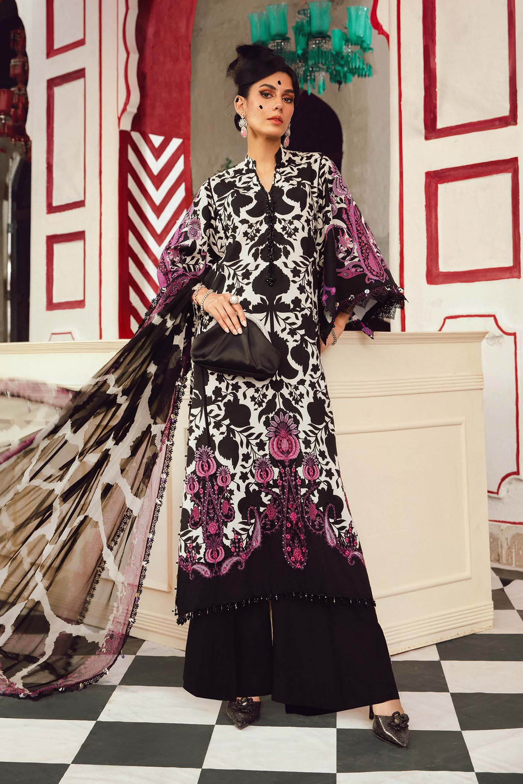 3 Piece Unstitched Embroidered Cambric Suit | MPT-2704-B