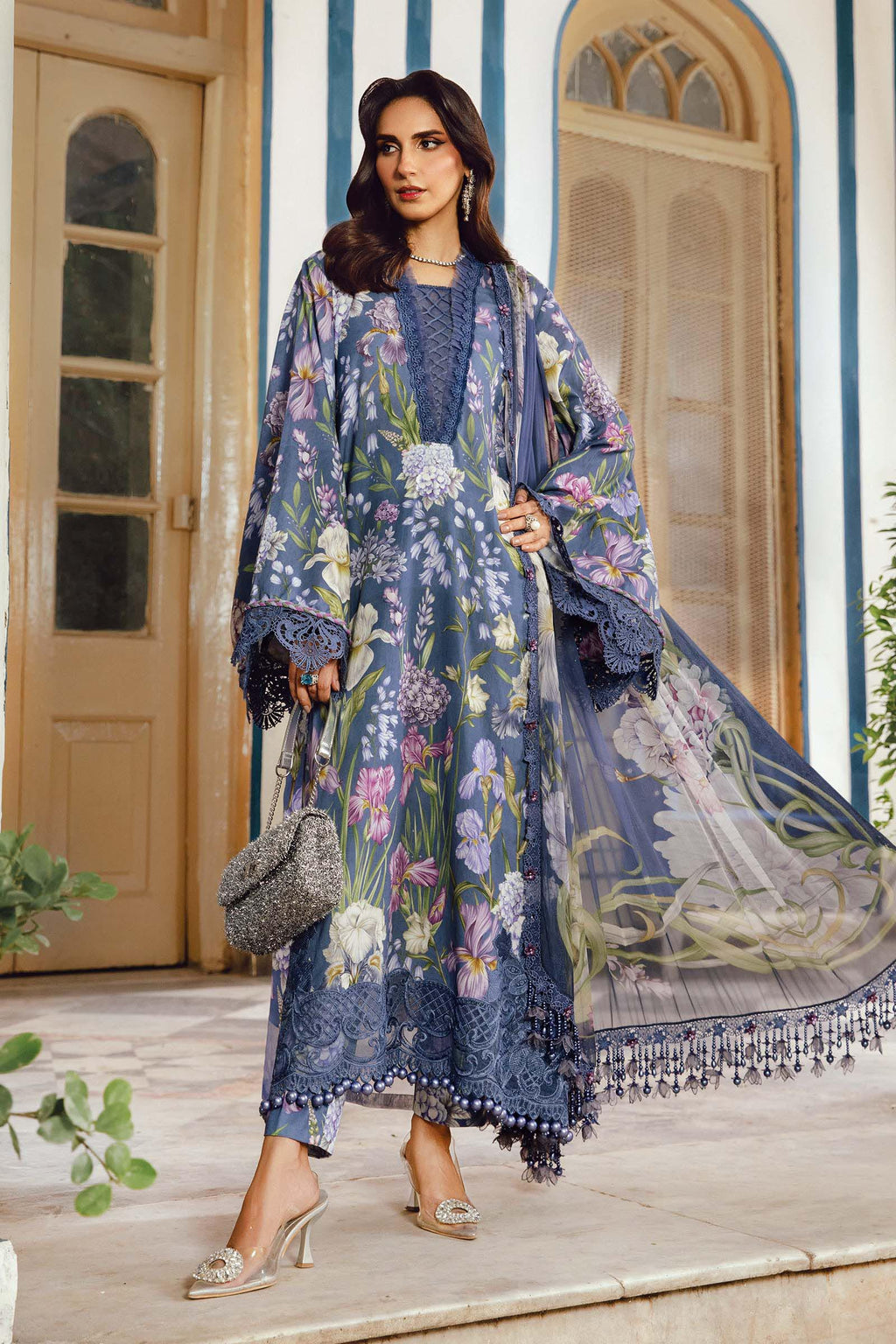 3 Piece Unstitched Embroidered Cambric Suit | MPT-2708-B
