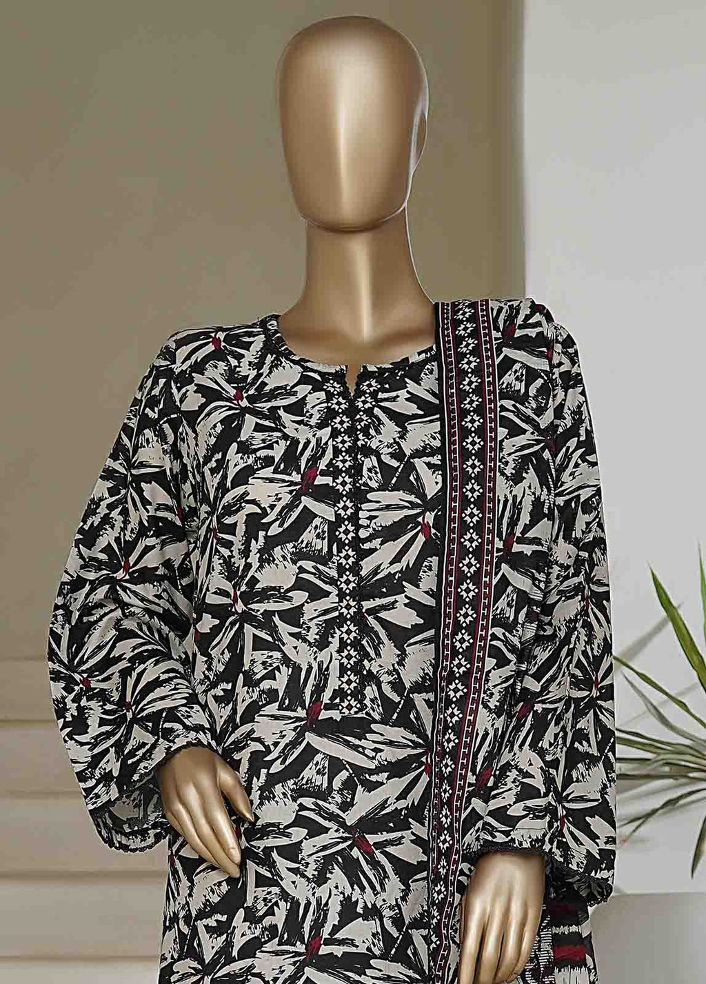 NSM-0197-PR R10-11- 3 Piece Printed Cotton Stitched Suit