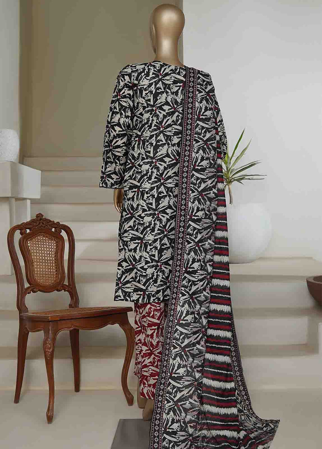 NSM-0197-PR R10-11- 3 Piece Printed Cotton Stitched Suit