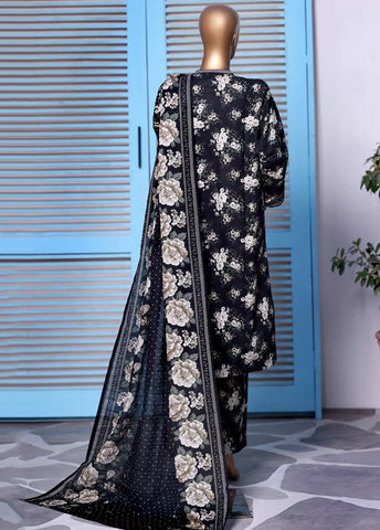 3 Piece Printed Black Khaddar Shirt with Trouser & Dupatta SKU: WK-25120-PR-S