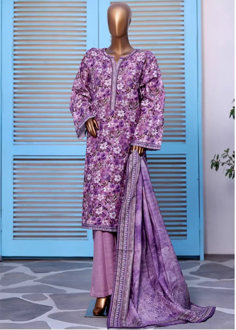 3 Piece Printed Black Khaddar Shirt with Trouser & Dupatta SKU: WK-25146-PR-S