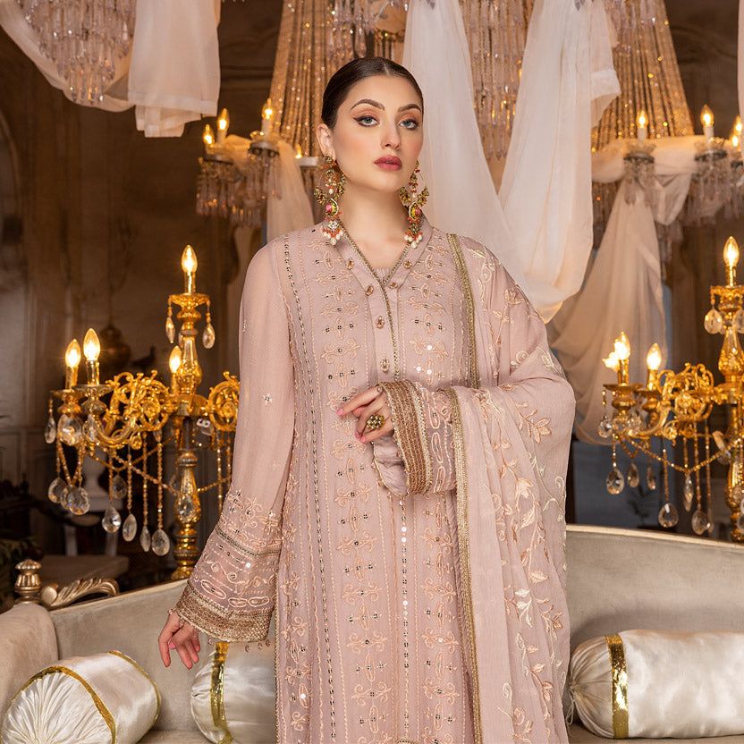Tea Rose – Embroidered Chiffon Unstitched 3Pc Suit