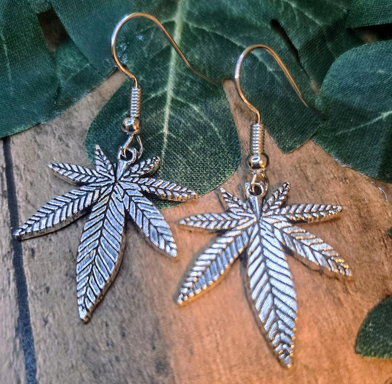 Antique Style Leaf Hook Earrings