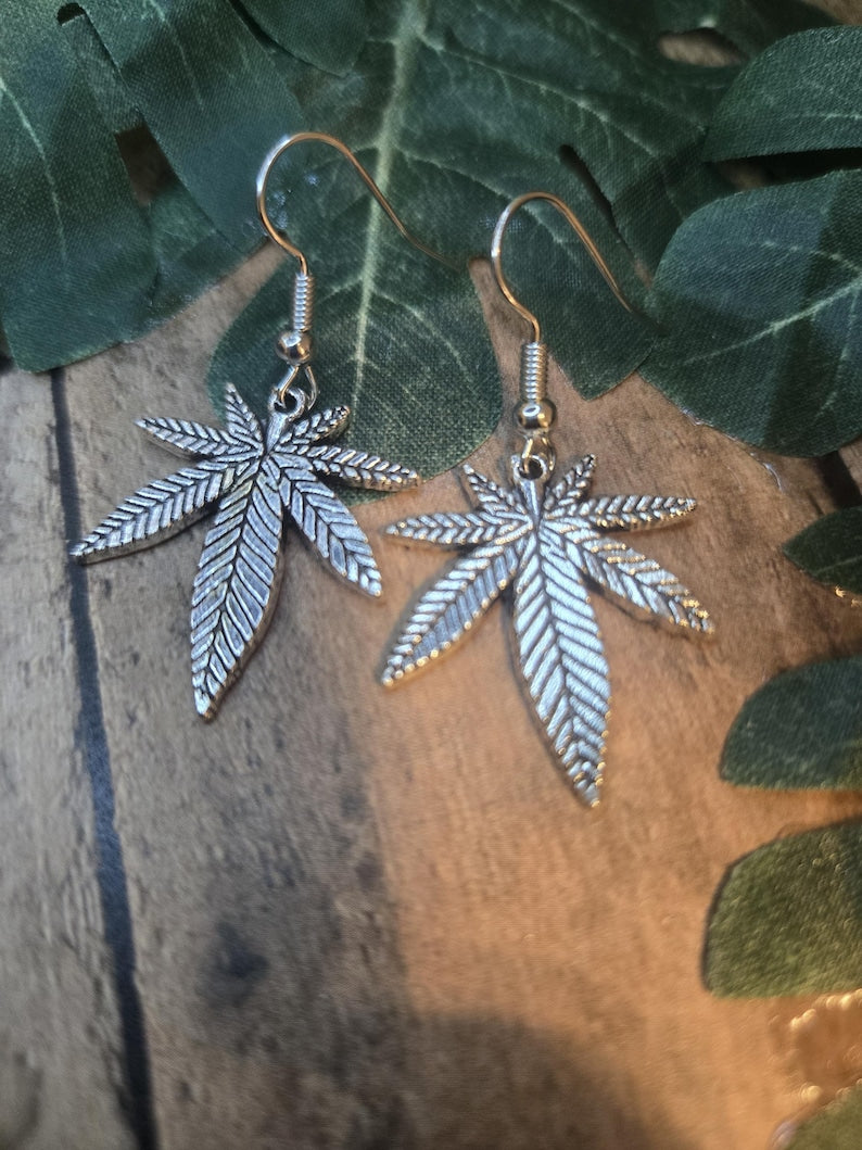 Antique Style Leaf Hook Earrings