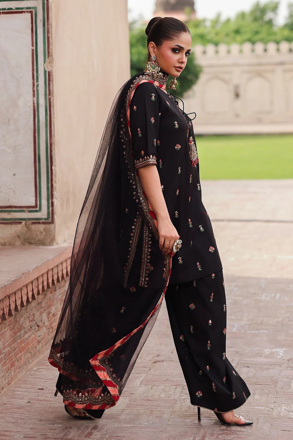3-PC Embroidered Raw-Silk Suit CMA-5-069