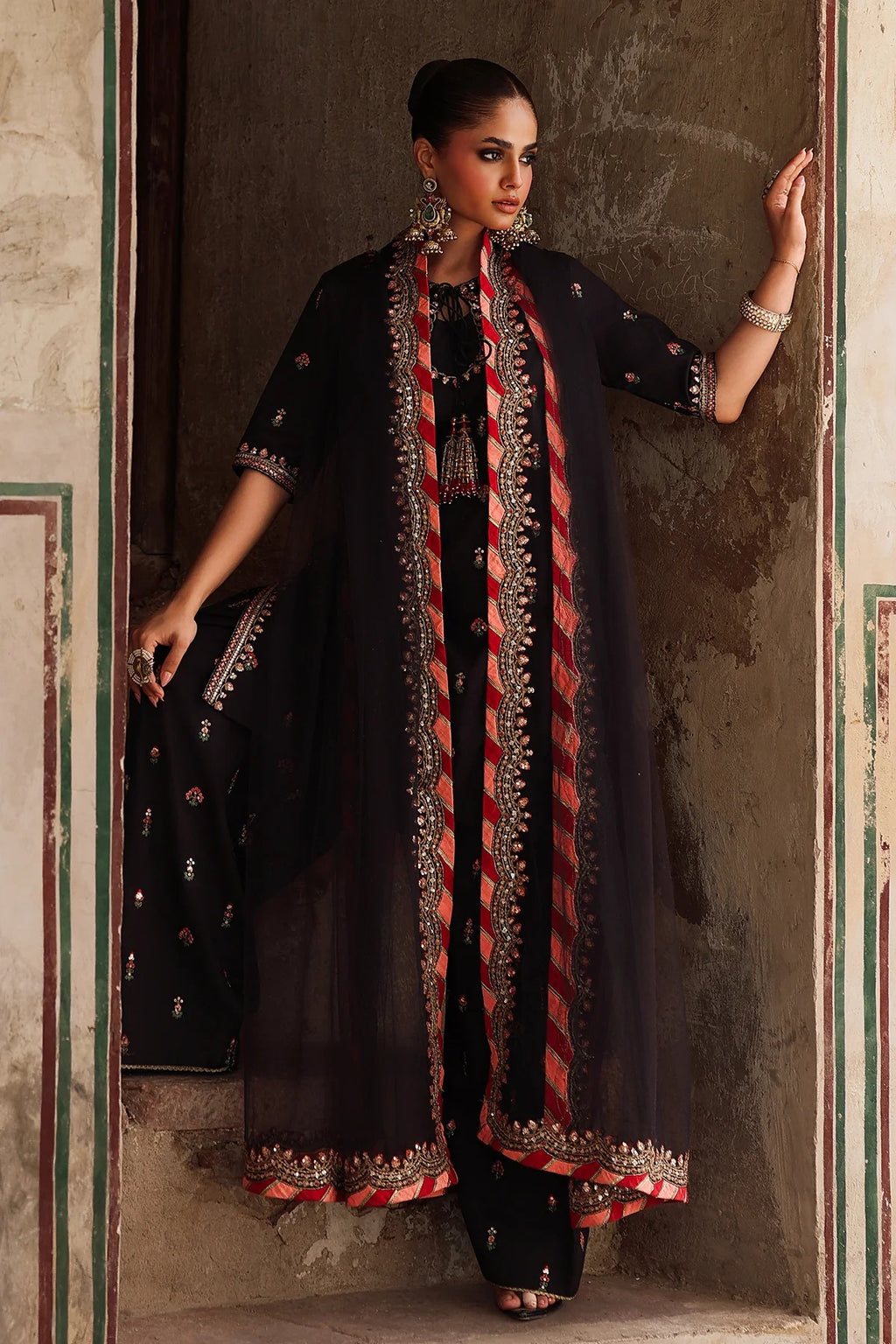 3-PC Embroidered Raw-Silk Suit CMA-5-069