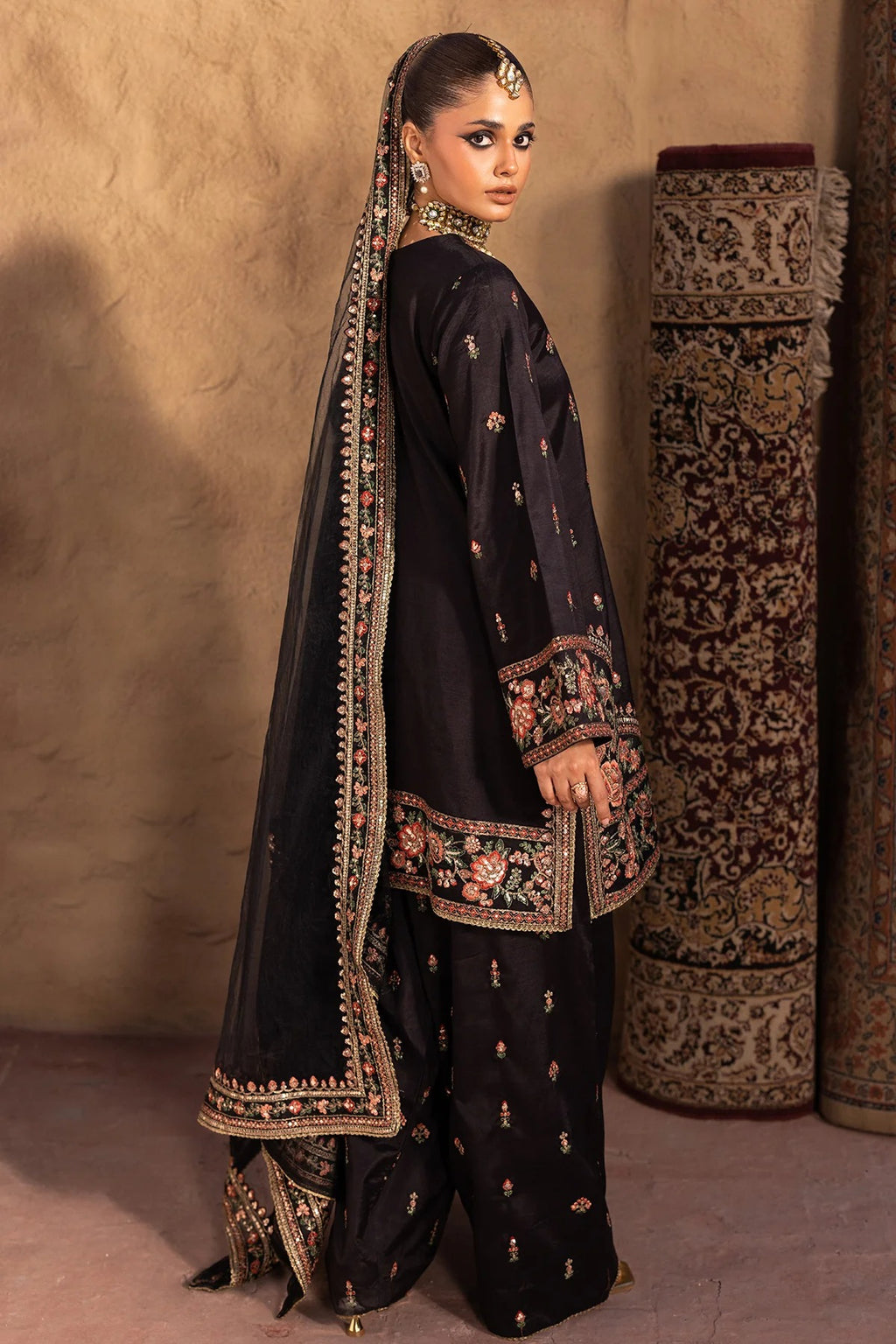 3-PC Embroidered Raw-Silk Suit CMA-5-35