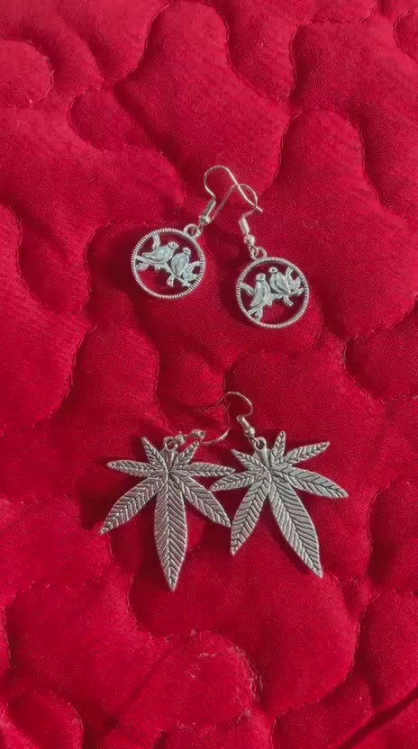 Antique Style Leaf Hook Earrings
