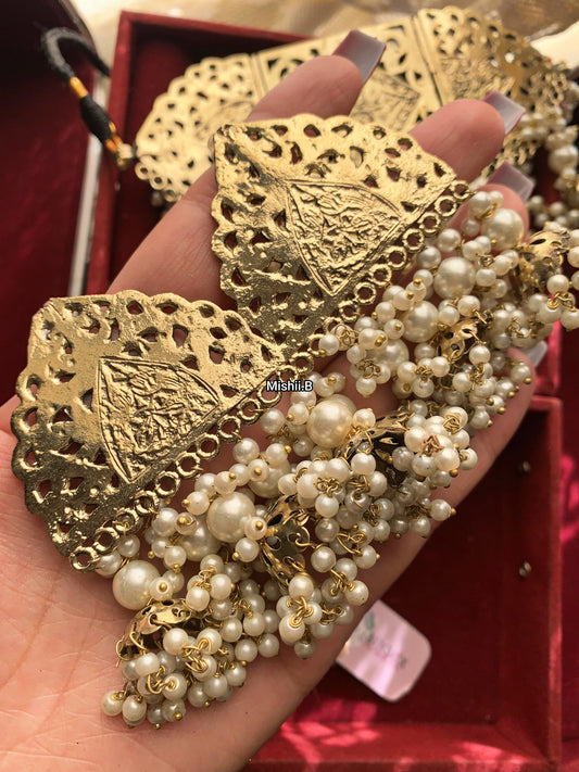 Emerald Green and Gold Tribal Jhumka Style Earrings