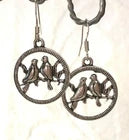 EARRINGS BIRDS DANGLING PIERCED STERLING SILVER HOOKS NEW