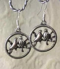 EARRINGS BIRDS DANGLING PIERCED STERLING SILVER HOOKS NEW
